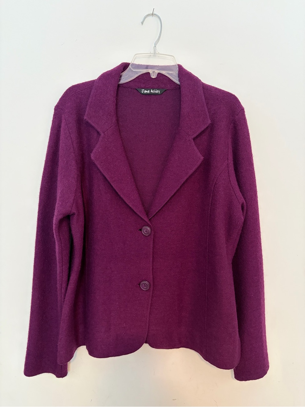 Jane Ashley Plum Button-Front Knit Jacket